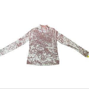Acemi Long Sleeve Mock Neck Pink Velvet Top